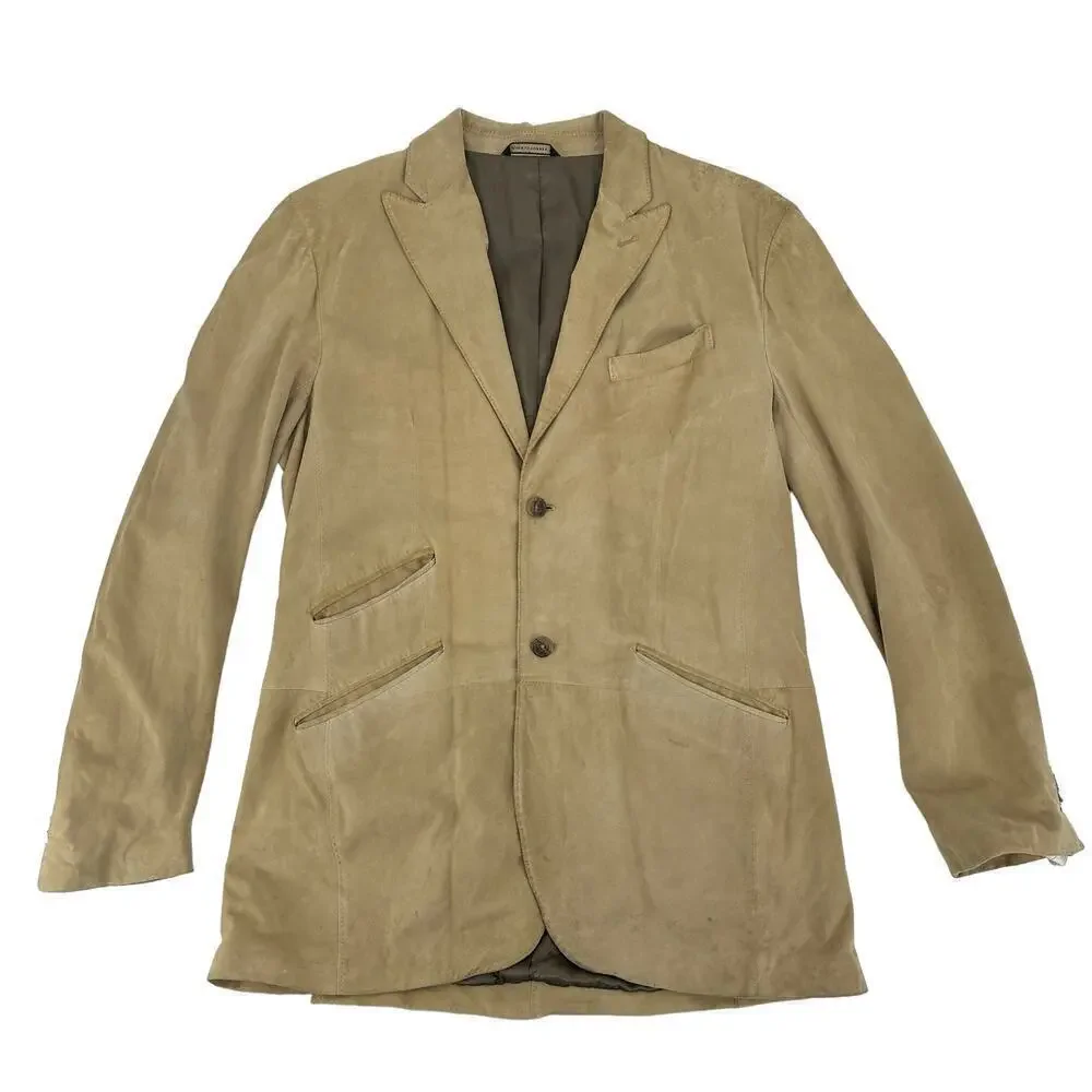 Banana Republic Men's Lamb Suede Suit Jacket Business Casual Classic Tan Size L